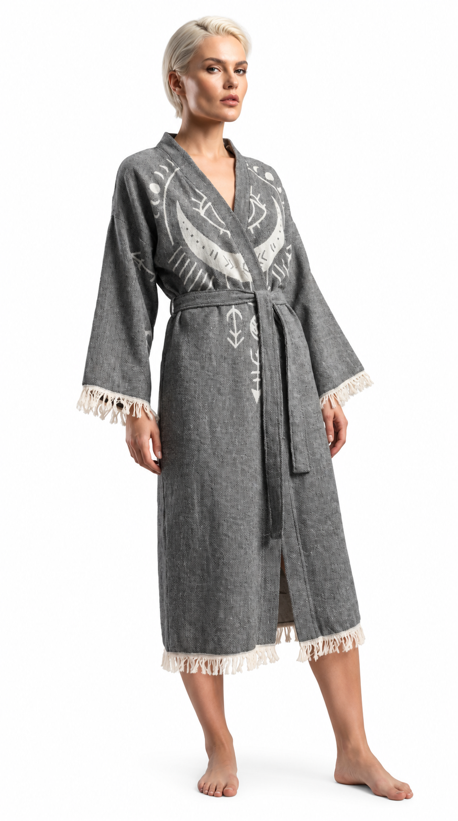 Anthracite Crescent Eye Kimono