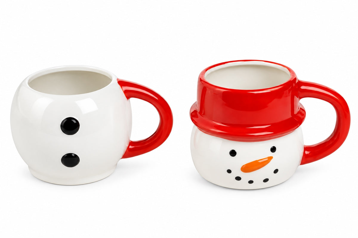 Snowman Magic – 3D Kardan Adam Figürlü İkili Seramik Yılbaşı Kupa Seti
