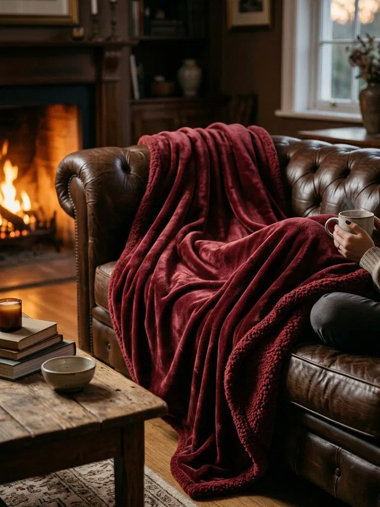 Colette Burgundy Flanel Polar Battaniye 130x 160 cm