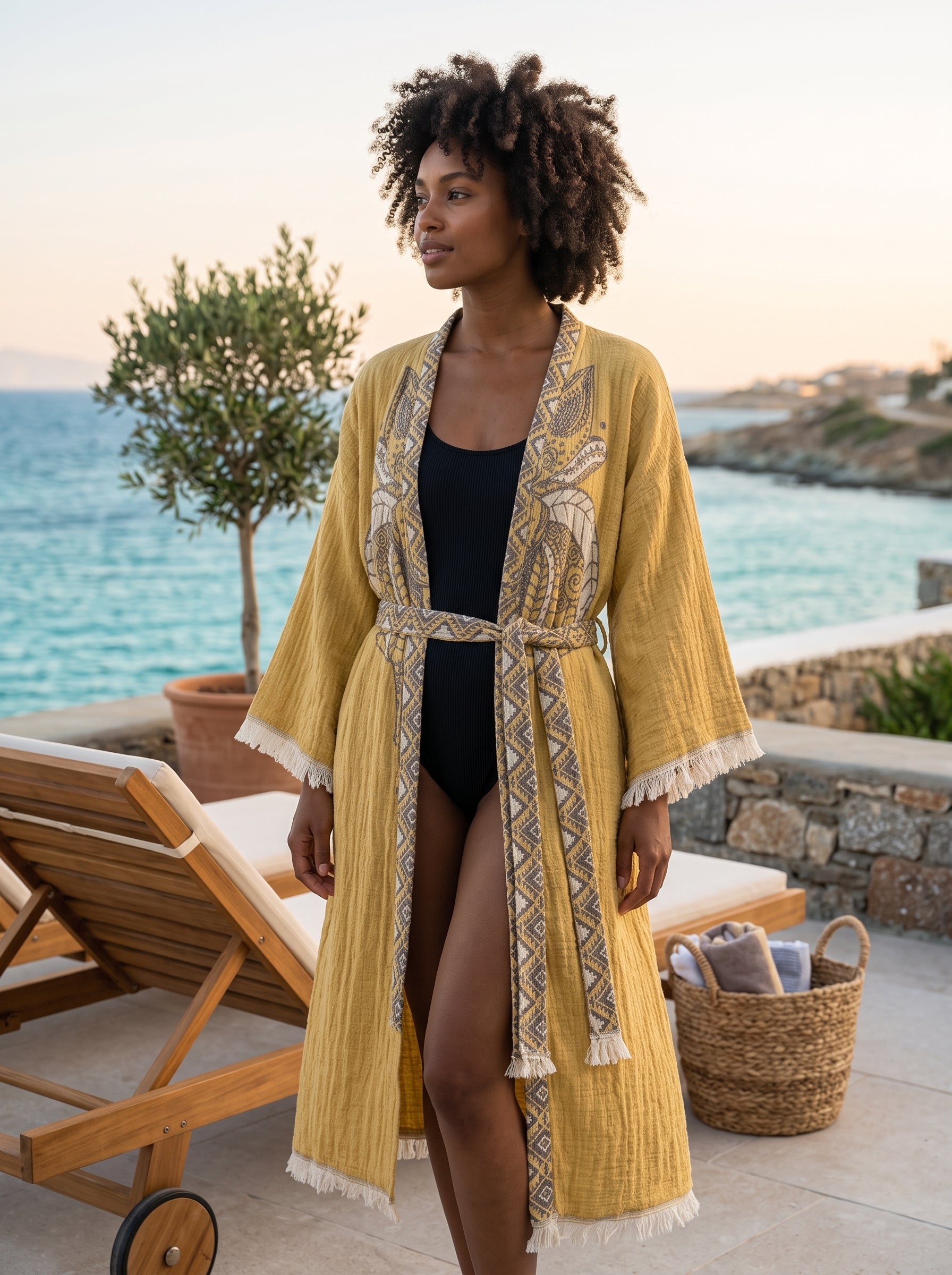 Yellow Elephant Kimono