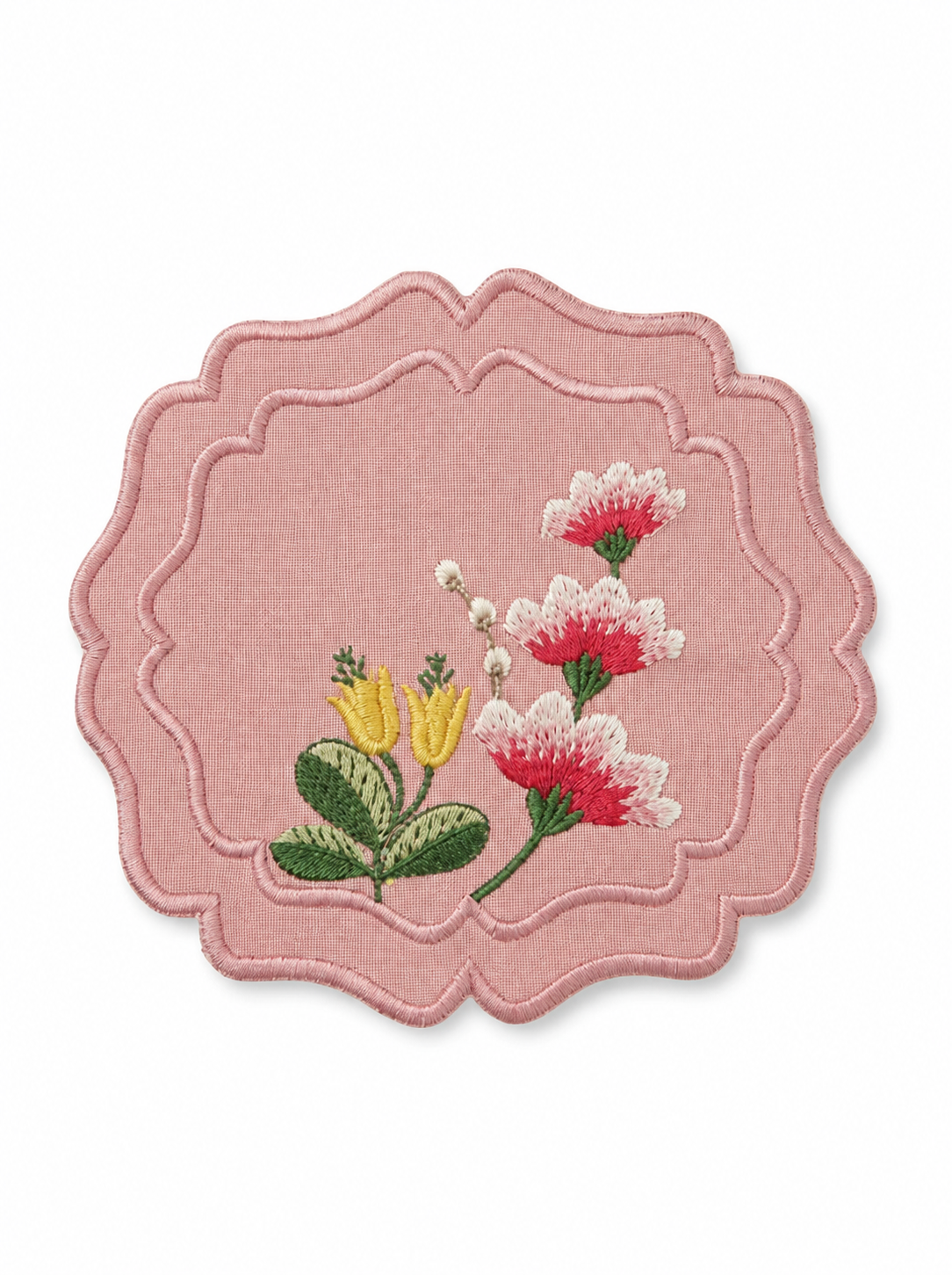 Fleur Embroidered Kokteyl Peçetesi-Pink