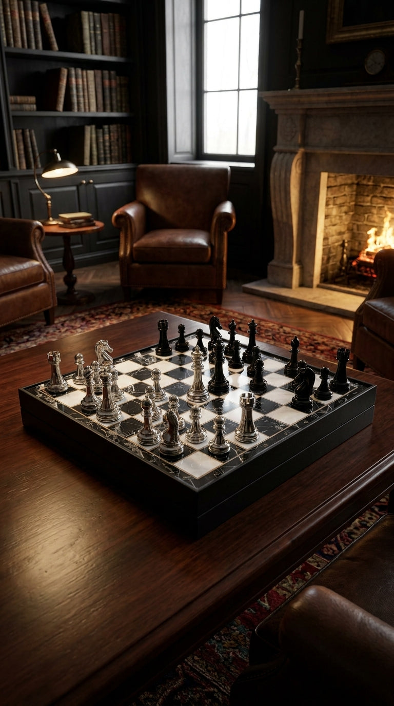 Sterling Noir - Metal Chess Set