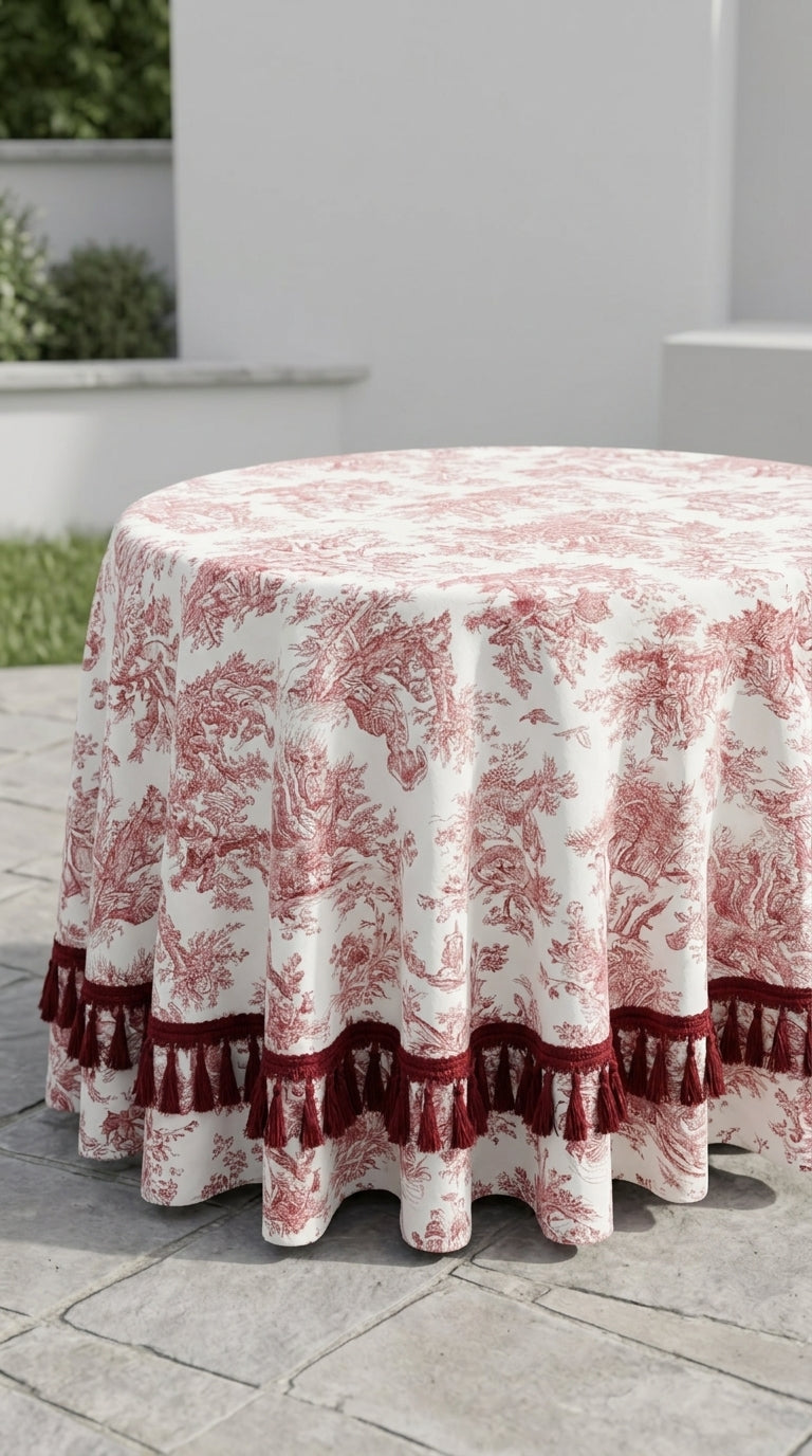 Toilea Burgundy Round Tablecloth