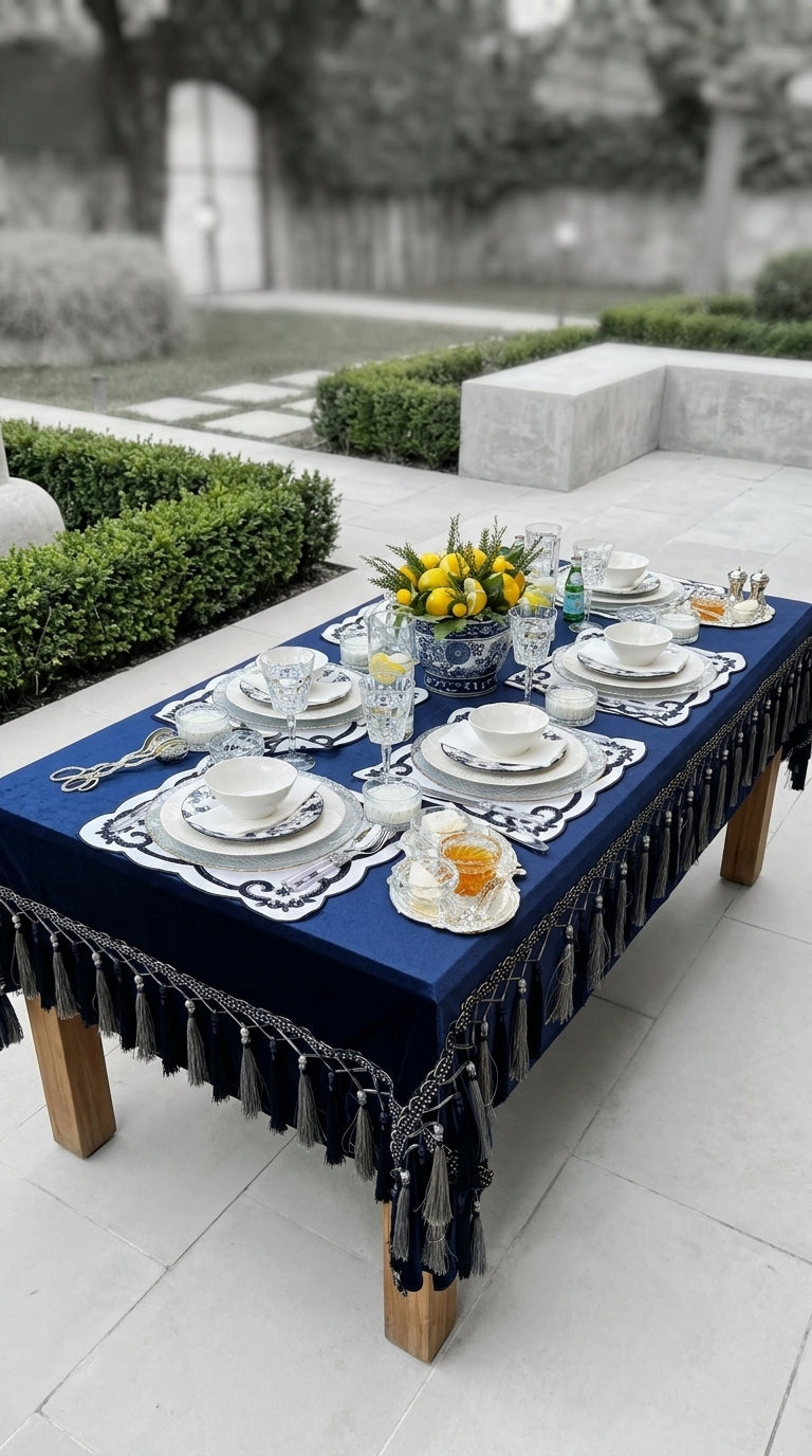 Velora Navy Tablecloth