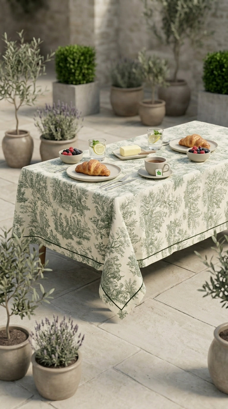 Toilea Verde Embroidered Tablecloth