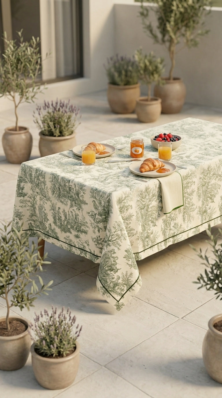 Toilea Verde Embroidered Tablecloth
