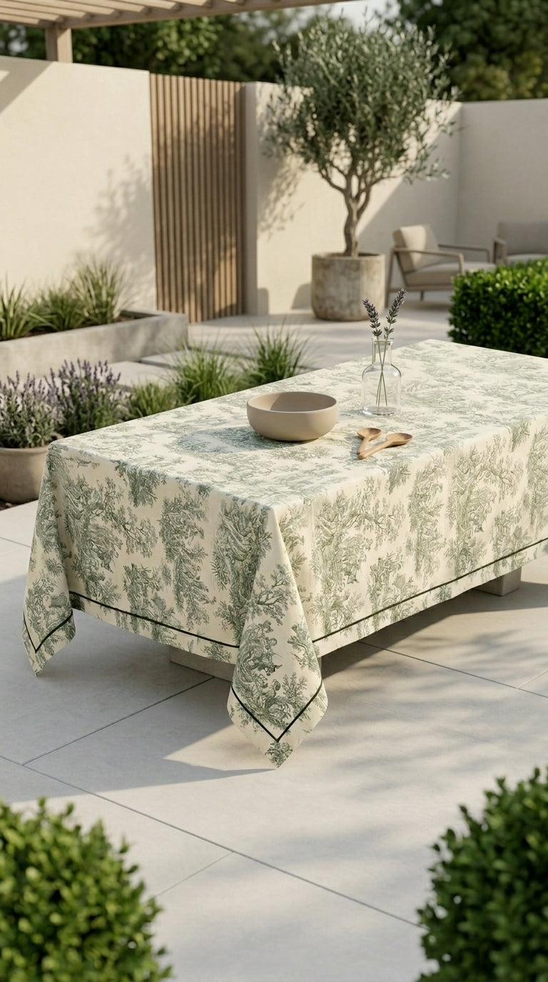 Toilea Verde Embroidered Masa Örtüsü