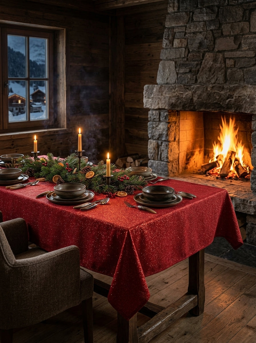 Red Glitter Tablecloth