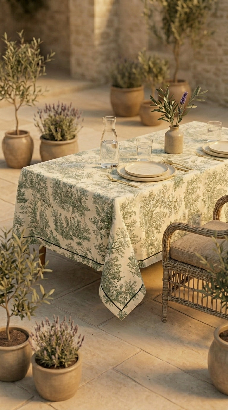 Toilea Verde Embroidered Masa Örtüsü