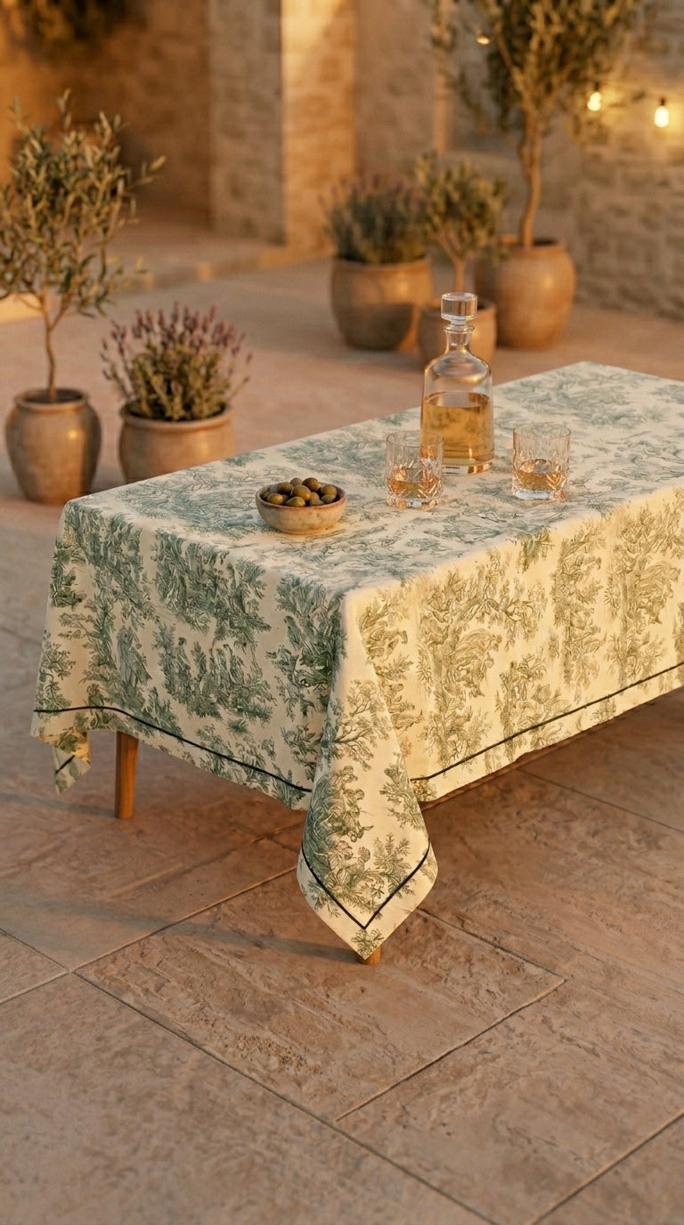 Toilea Verde Embroidered Masa Örtüsü