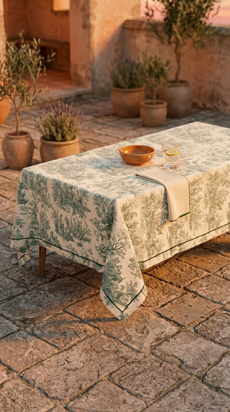Toilea Verde Embroidered Masa Örtüsü
