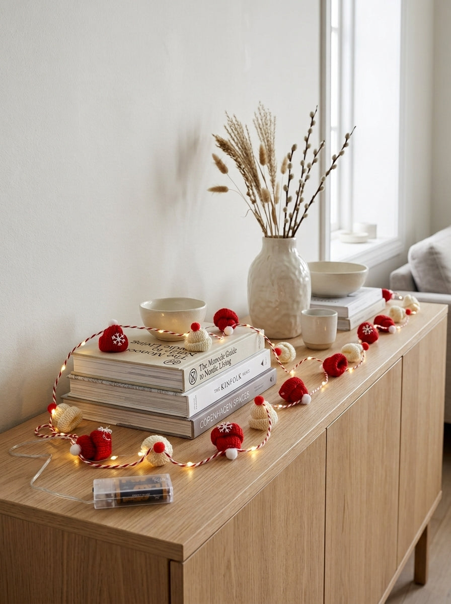 Cozy Christmas 20 LED Örgü Şapkalı Dekoratif Işık Zinciri