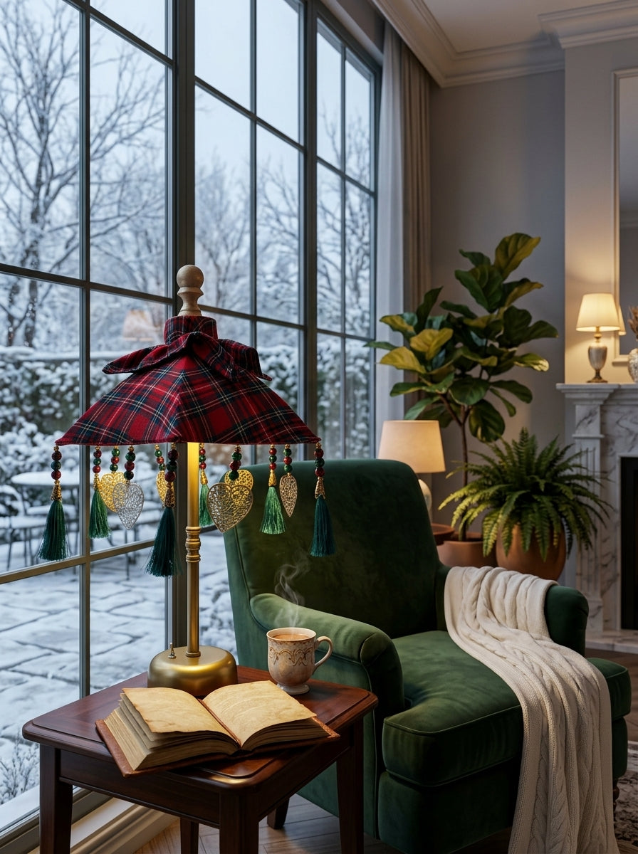 Tartan Christmas Işıklı Mini Bali Şemsiyesi