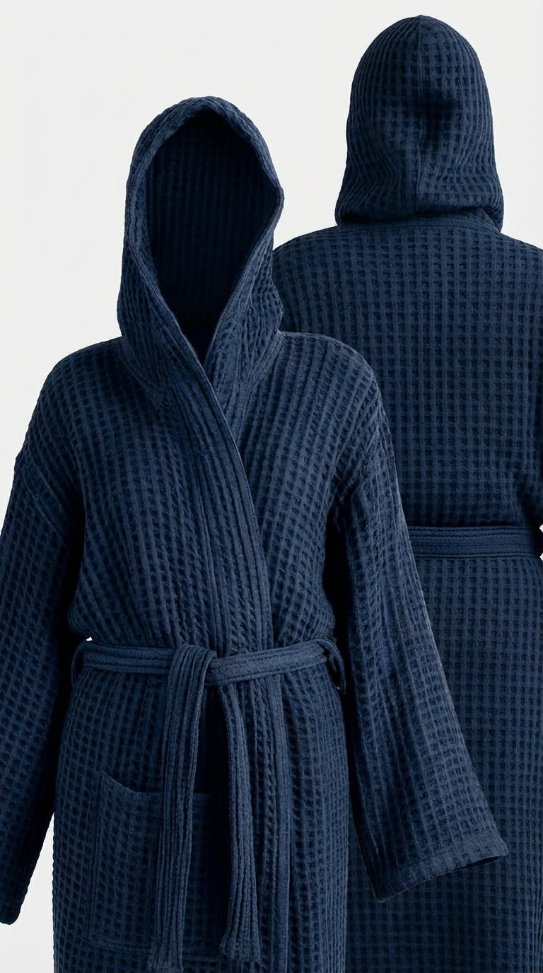 Navy Waffle Bathrobe