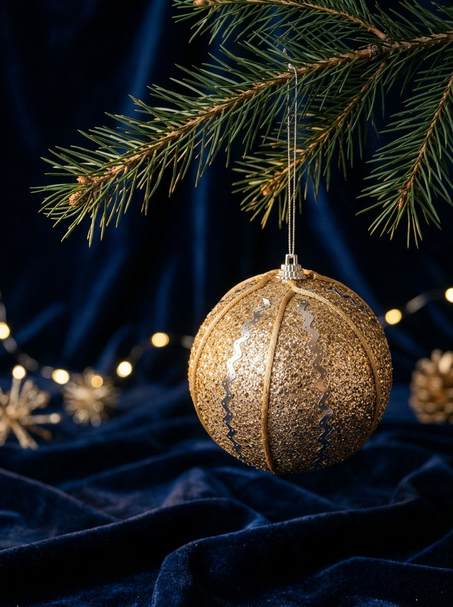 Golden Christmas Glow – Gold Dekoratif Yılbaşı Topu