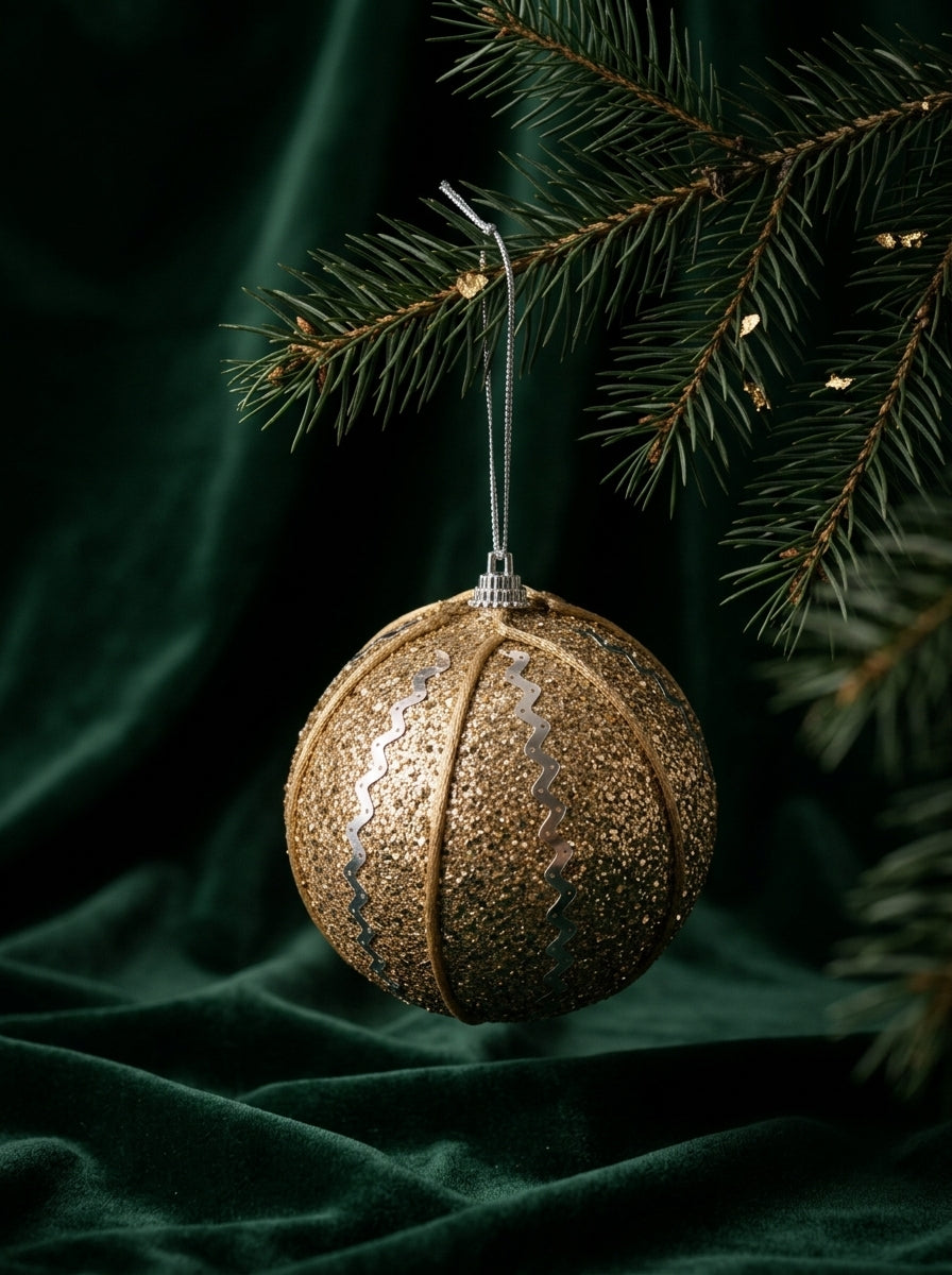 Golden Christmas Glow – Gold Dekoratif Yılbaşı Topu