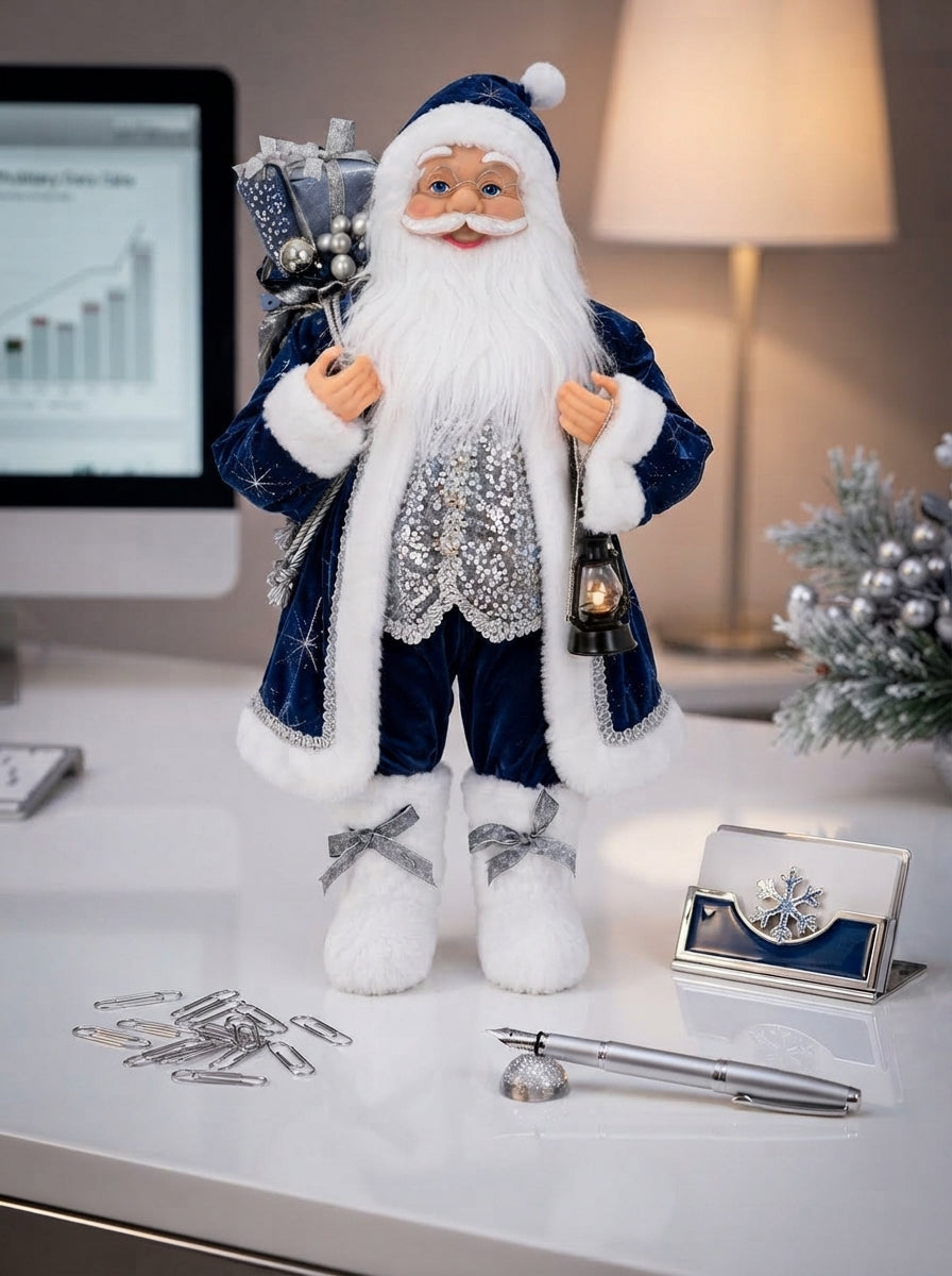 Midnight Silver Santa Dekoratif Noel Baba