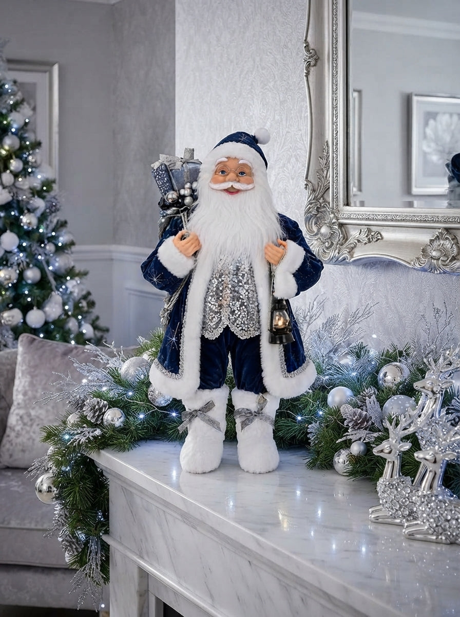 Midnight Silver Santa Dekoratif Noel Baba