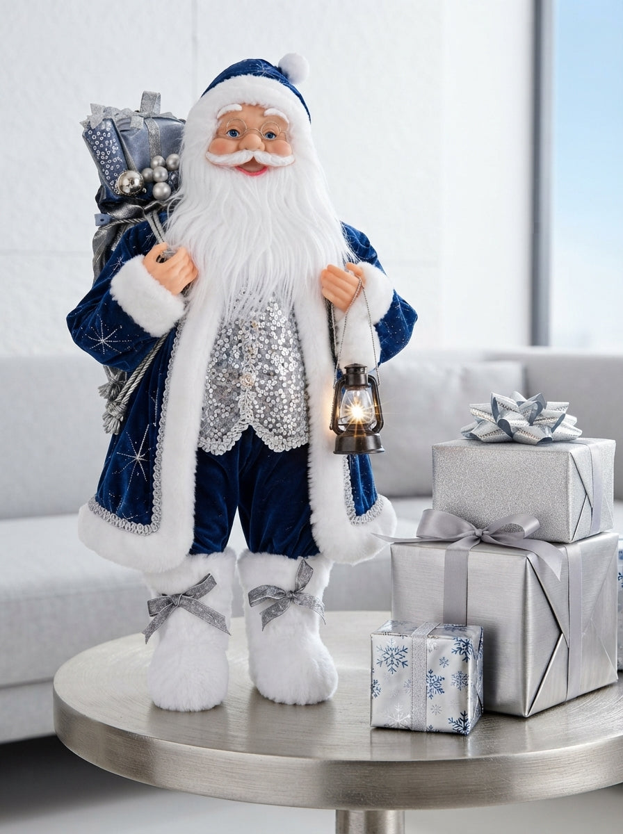 Midnight Silver Santa Dekoratif Noel Baba