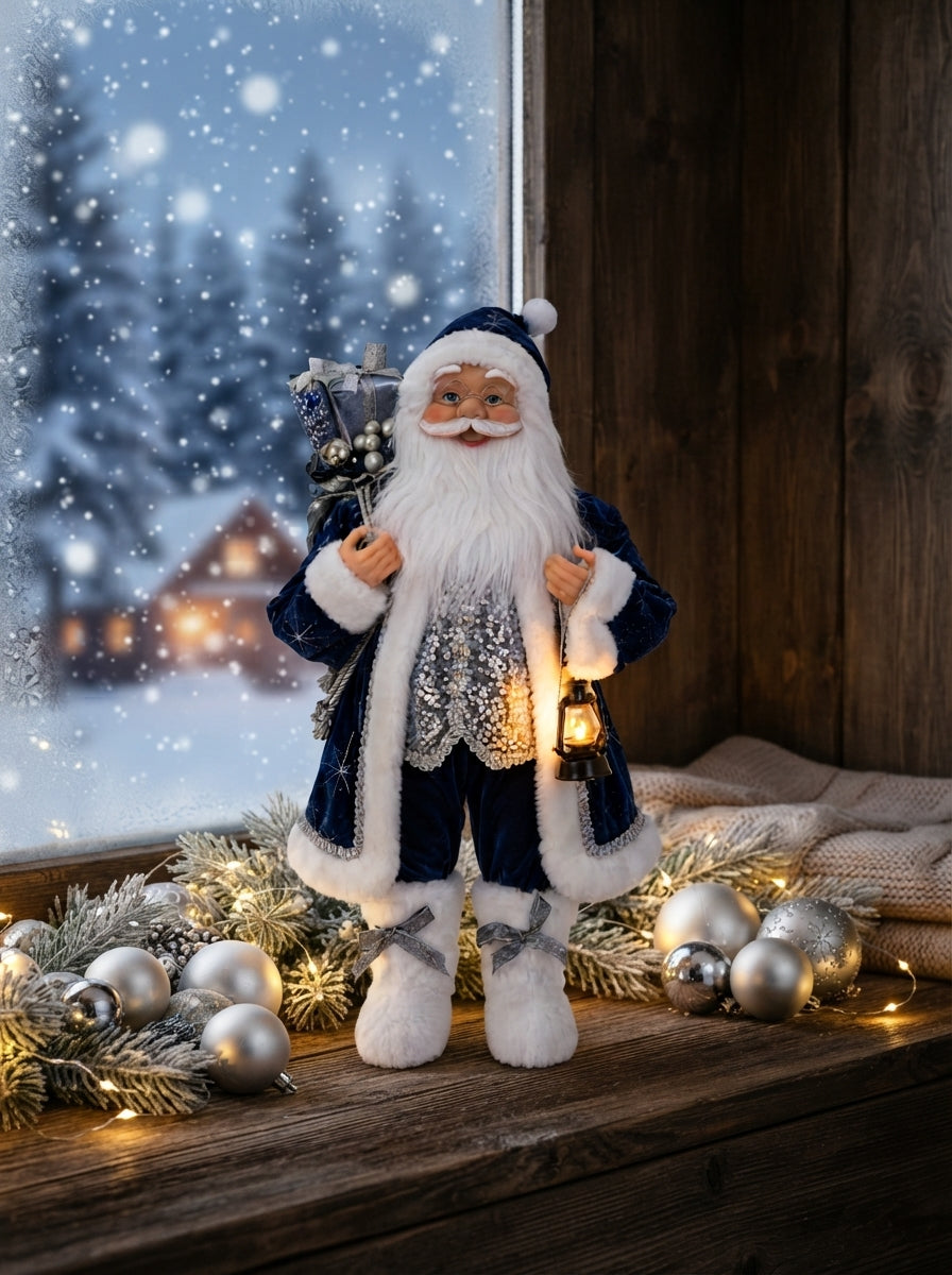 Midnight Silver Santa Dekoratif Noel Baba