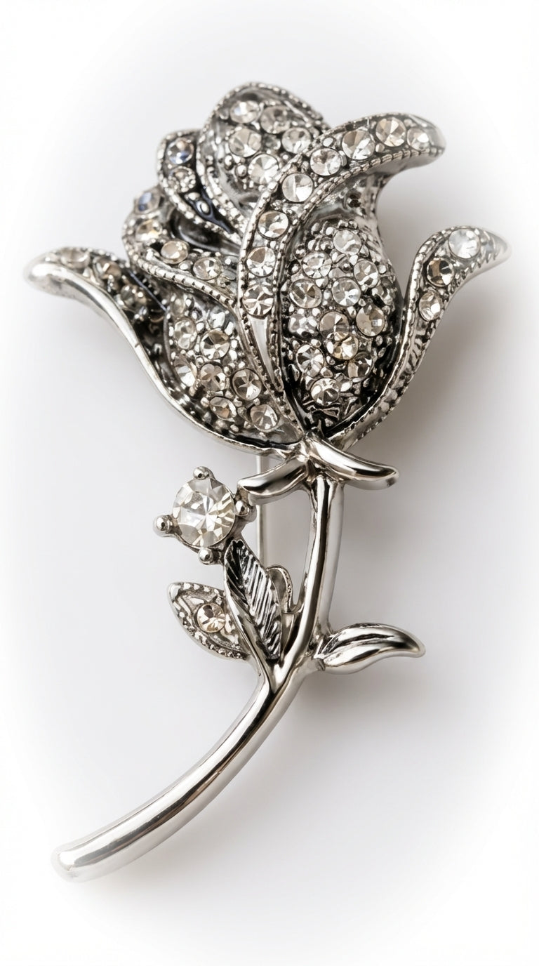 Kristal Çiçek Broş