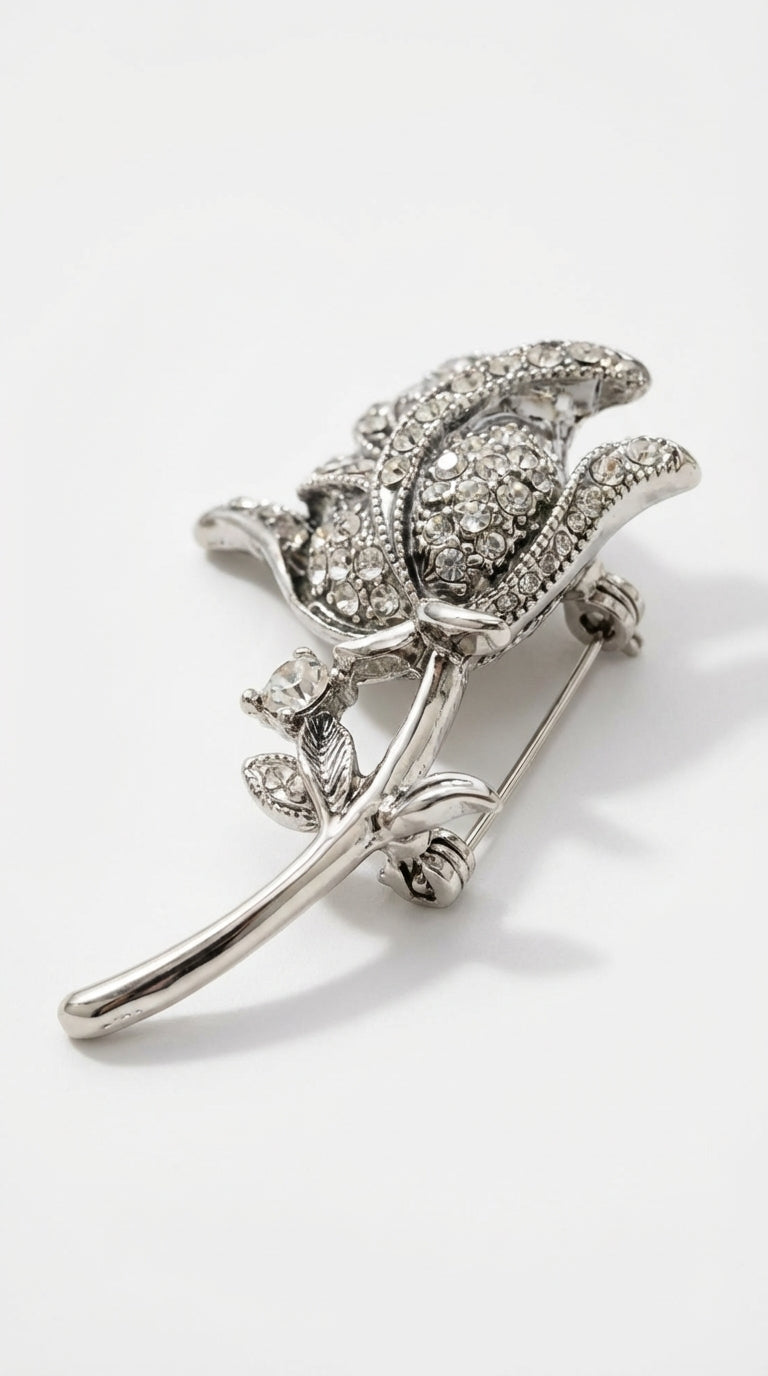 Kristal Çiçek Broş