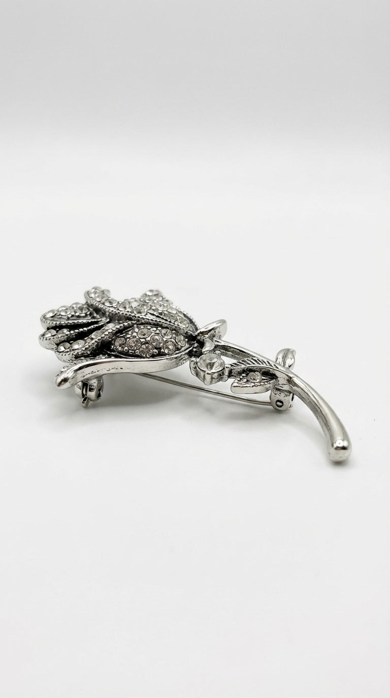 Kristal Çiçek Broş