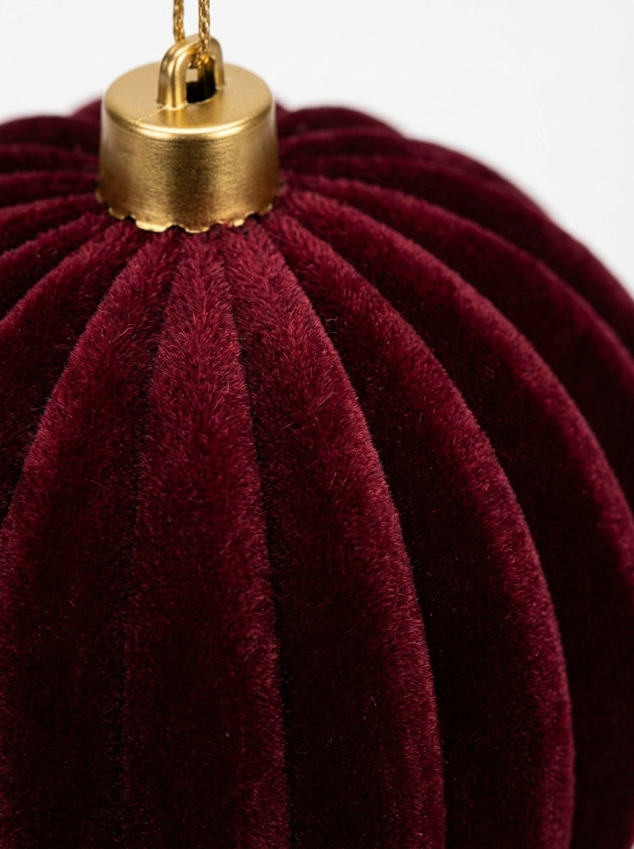 Burgundy Velvet Kadife Yılbaşı Ağacı Süsü - 10 cm
