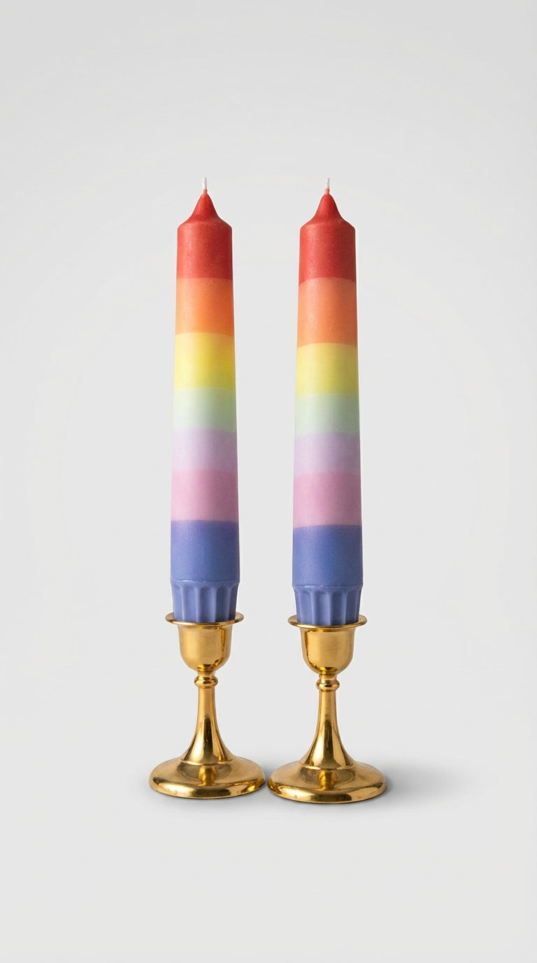 El Yapımı Dekoratif Şamdan Mumları- 2'li Set- Renk Varyantı 5