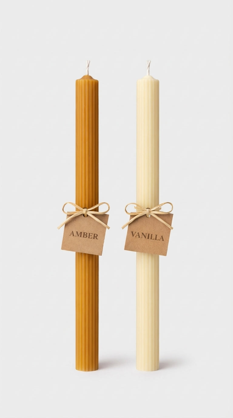 Vanilya&Kehribar Kokulu 4'lü Şamdan Mumu