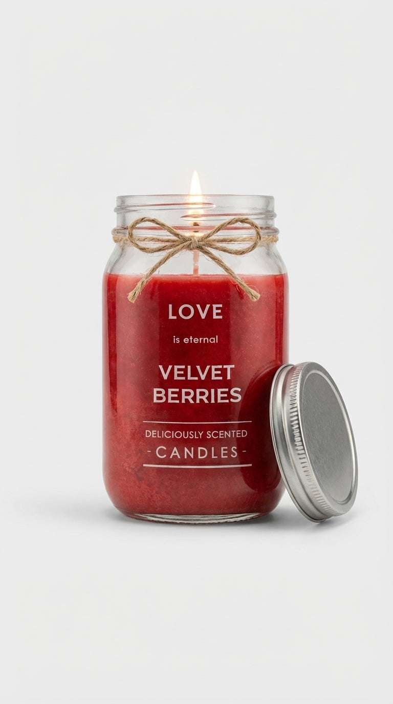 Çilek Kokulu Kulplu Cam Kupa Mum