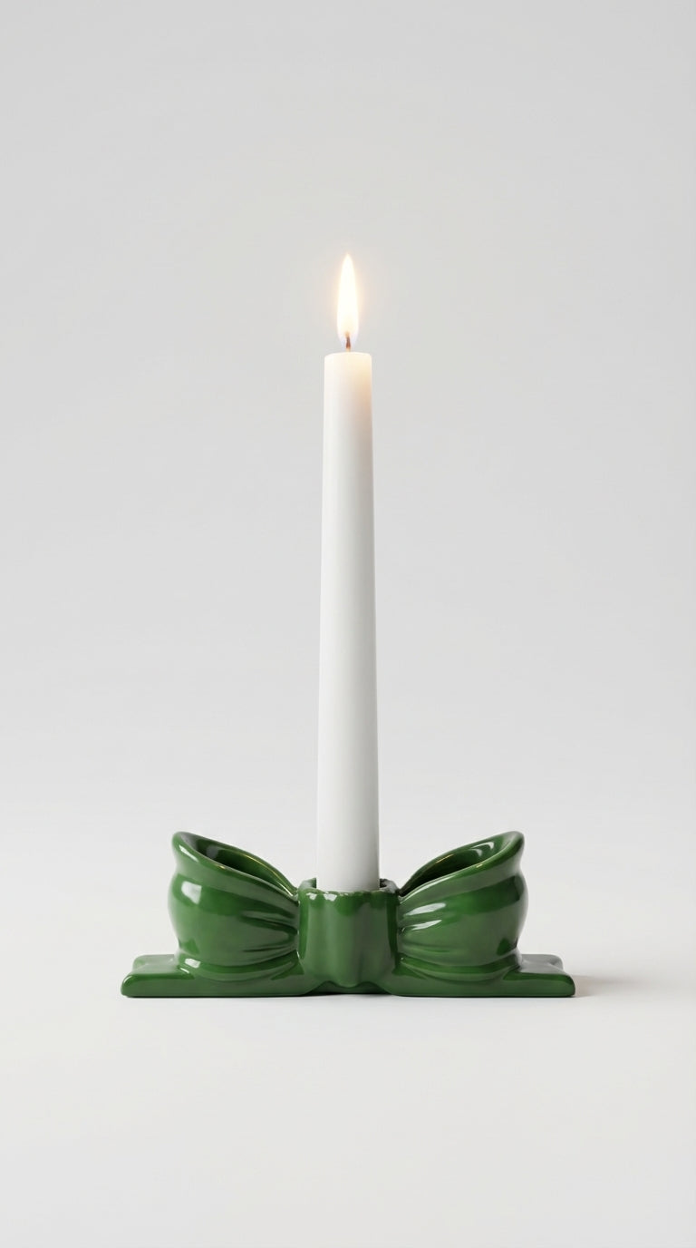 Yeşil Kurdele Şamdan Mumluk