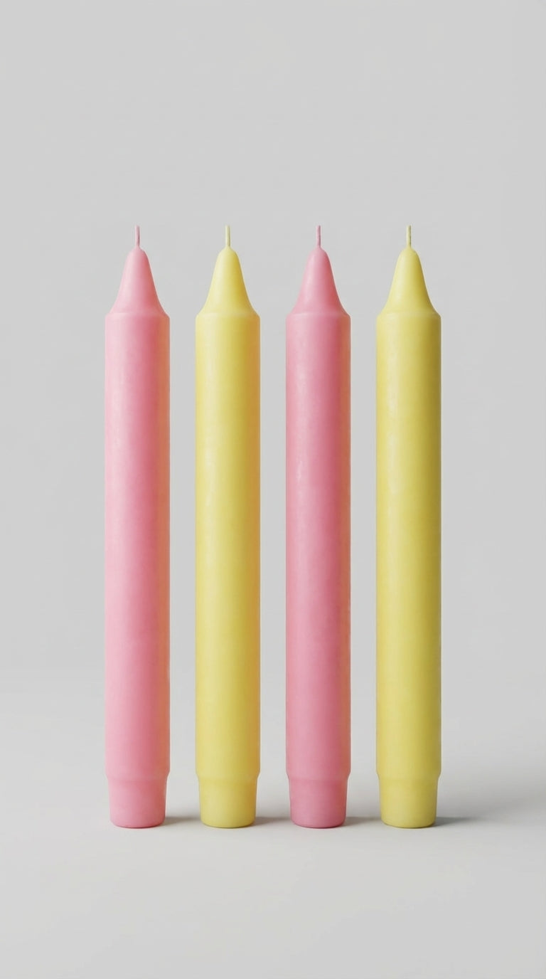 El Yapımı Dekoratif Şamdan Mumları- 4'lü Set- Renk Varyantı 5