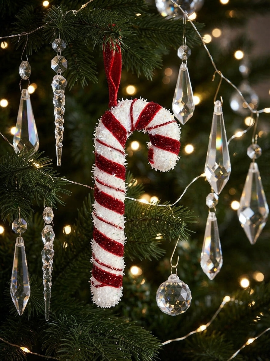 Candy Cane Glitter Baston Şeker Yılbaşı Ağaç Süsü