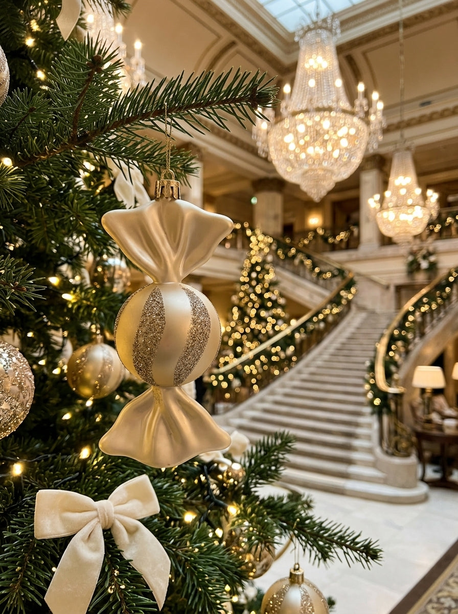 Champagne Candy – İnci Işıltılı Şampanya Yılbaşı Ağacı Şeker Süsü -13 CM