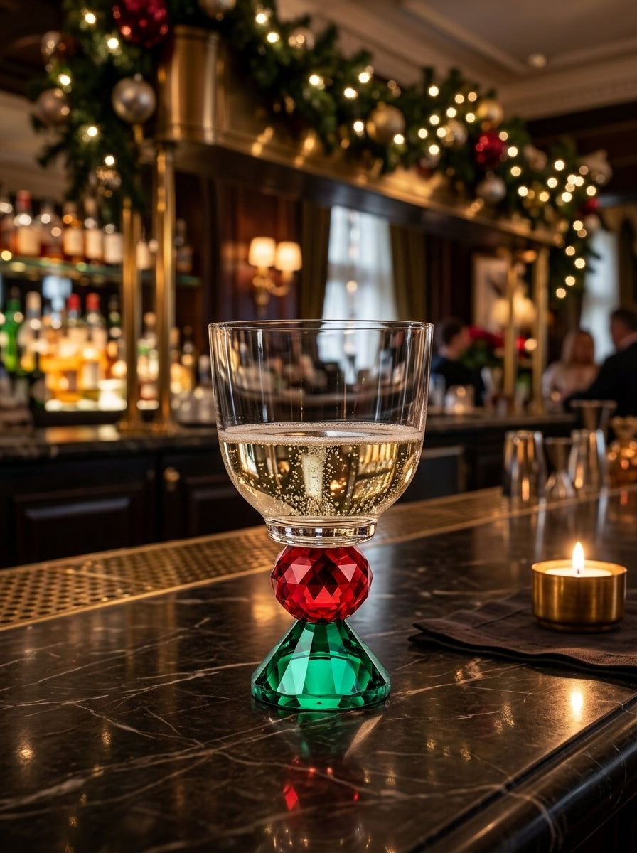 Ruby Emerald Lumi Coupe – Christmas Crystal Goblet