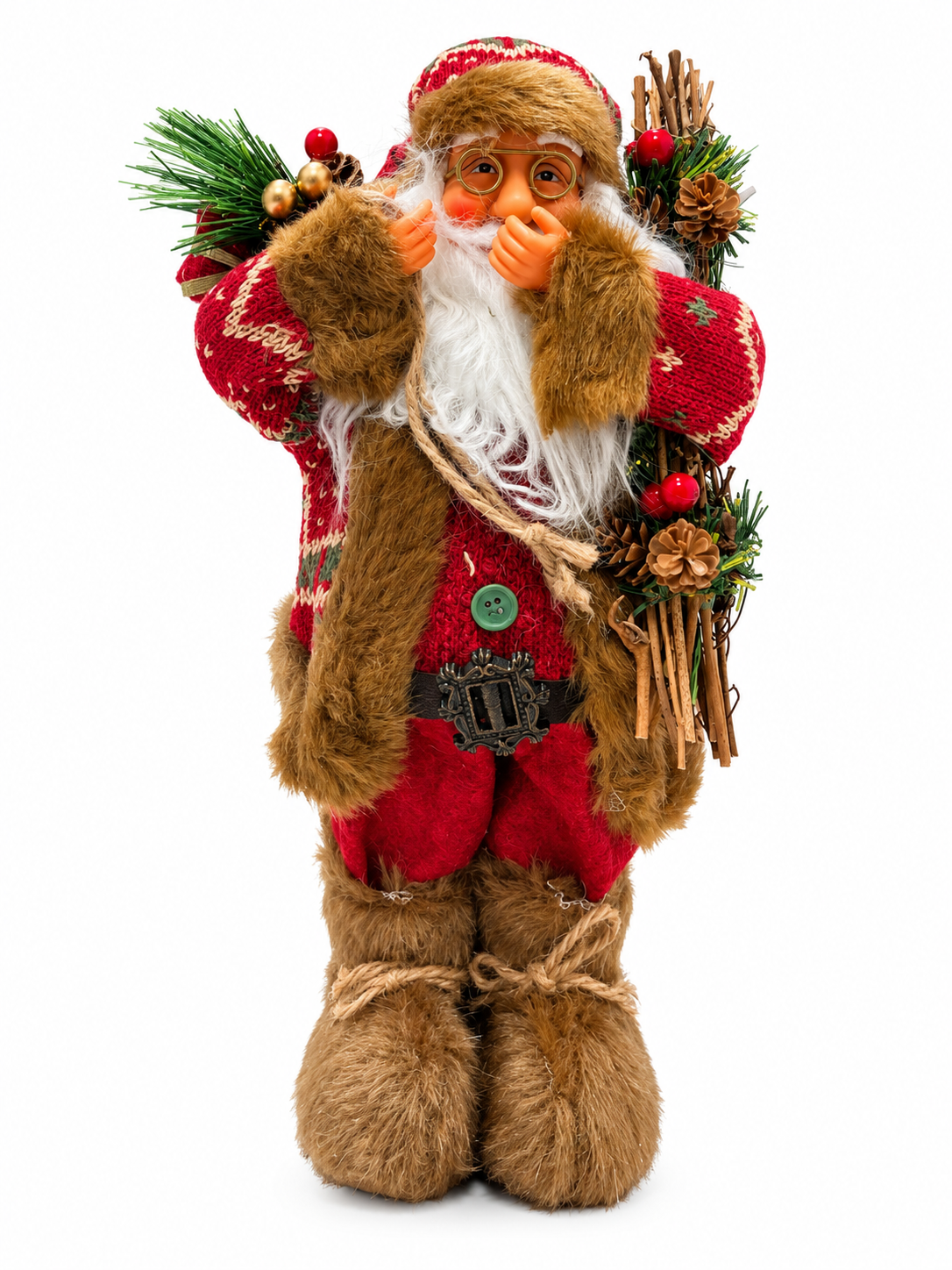 Ormanın Büyüsü – Nostaljik Noel Baba Dekoratif Figür - 32 CM