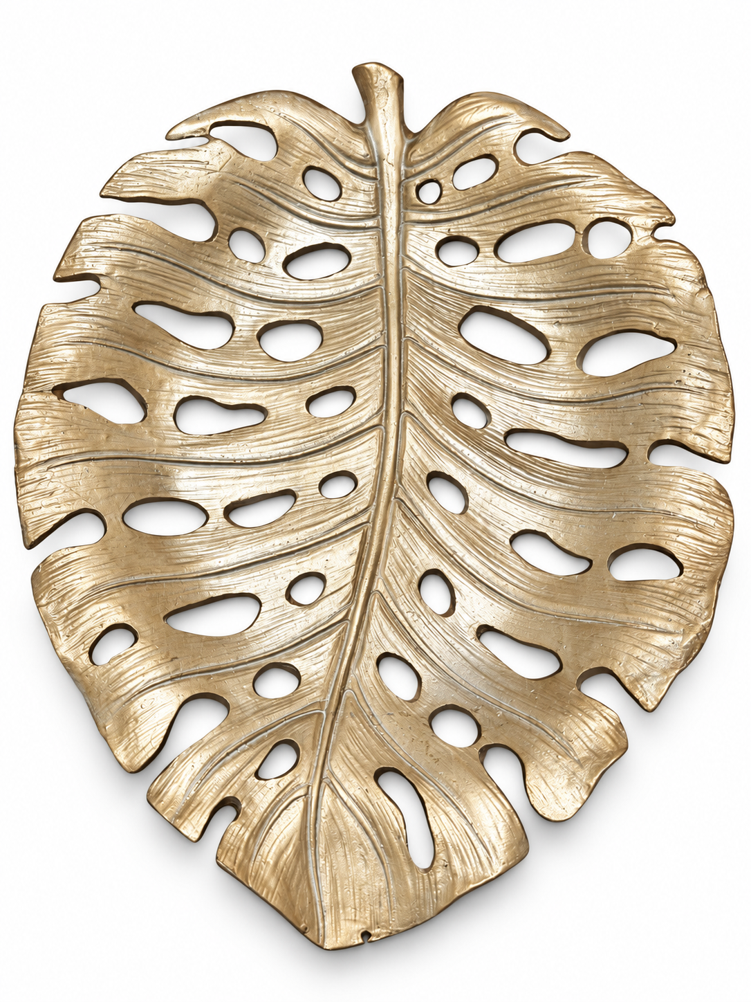 Golden Monstera – Gold Yaprak Formlu Dekoratif Tepsi