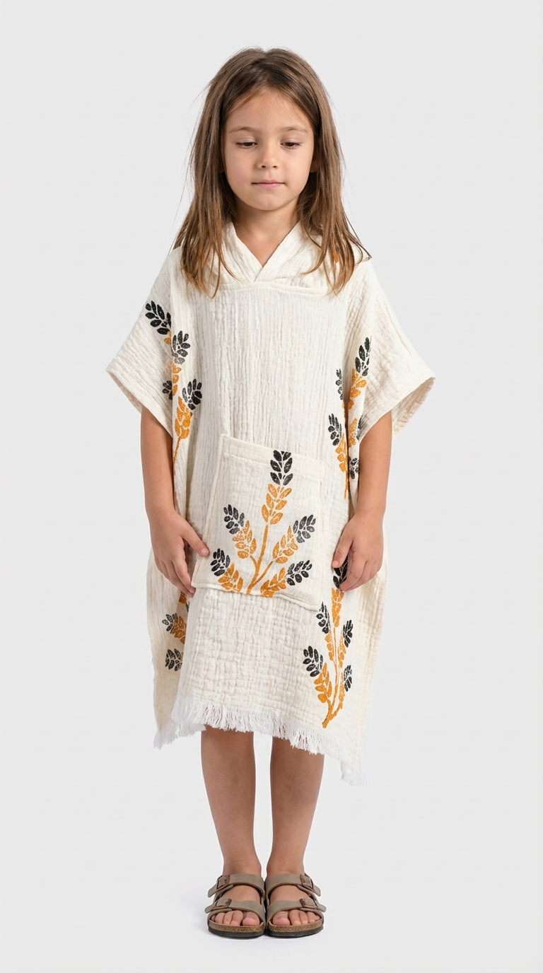 Kids Golden Wheat Poncho