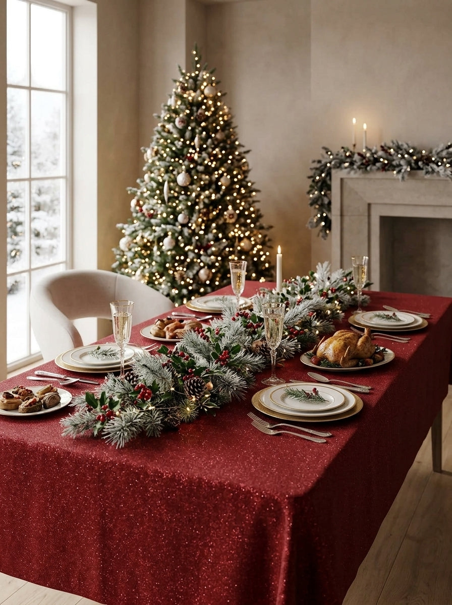 Red Glitter Tablecloth