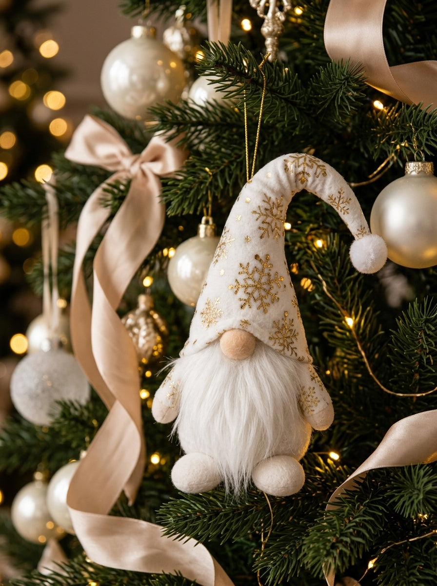 Golden Snow Christmas Gnome Yılbaşı Ağaç Süsü