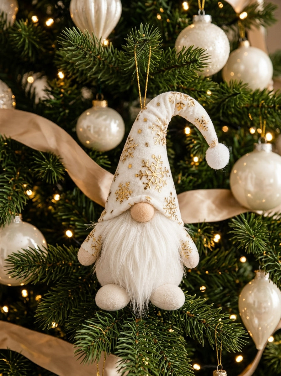 Golden Snow Christmas Gnome Yılbaşı Ağaç Süsü