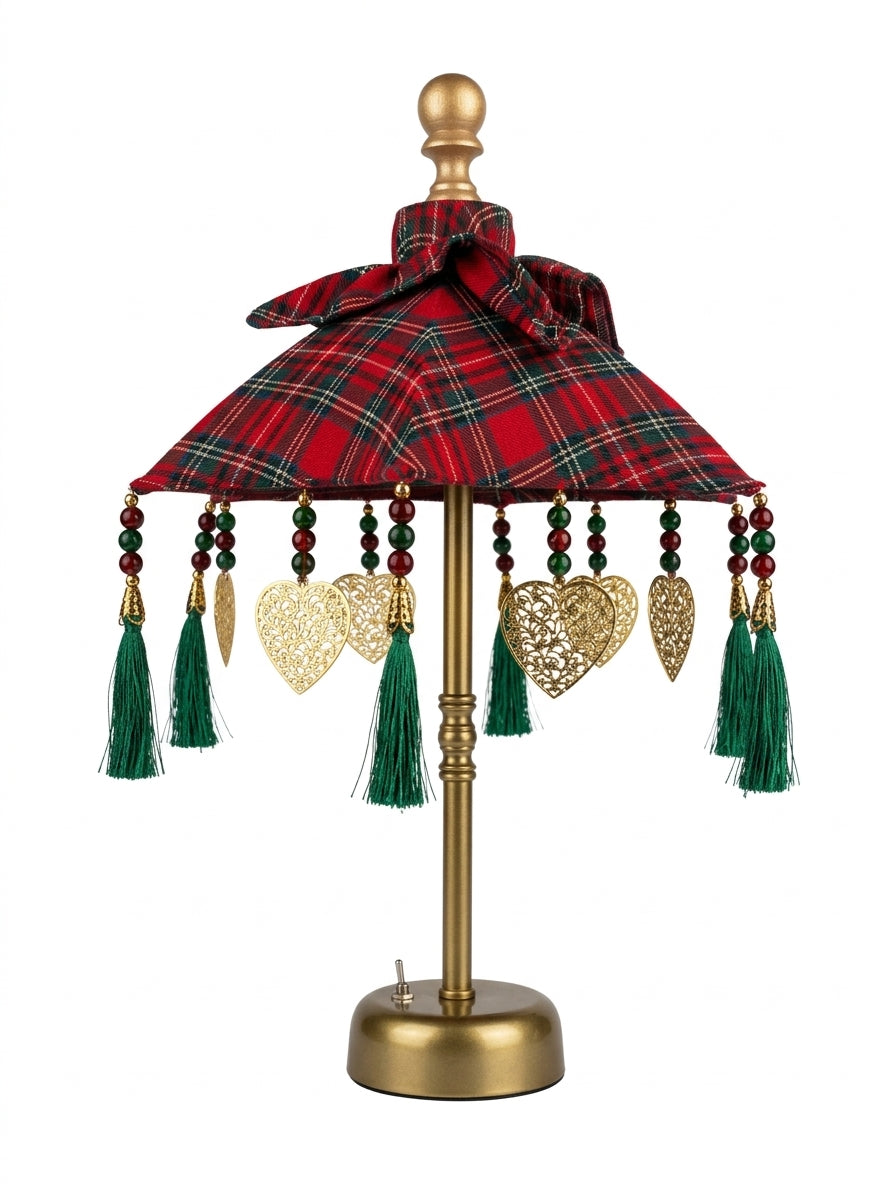 Tartan Christmas Işıklı Mini Bali Şemsiyesi