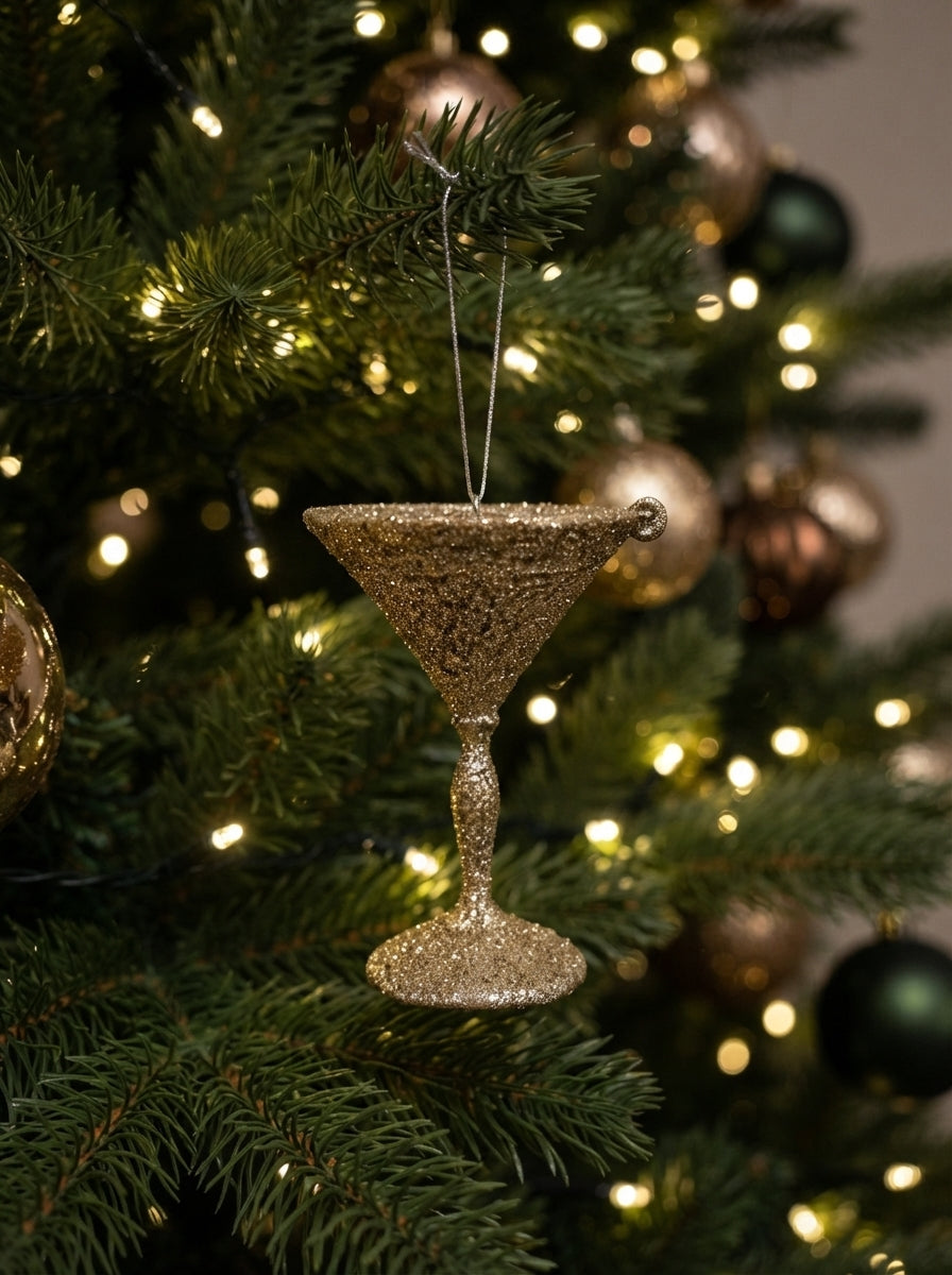 Champagne Martini Glass Yılbaşı Ağaç Süsü - 9 CM