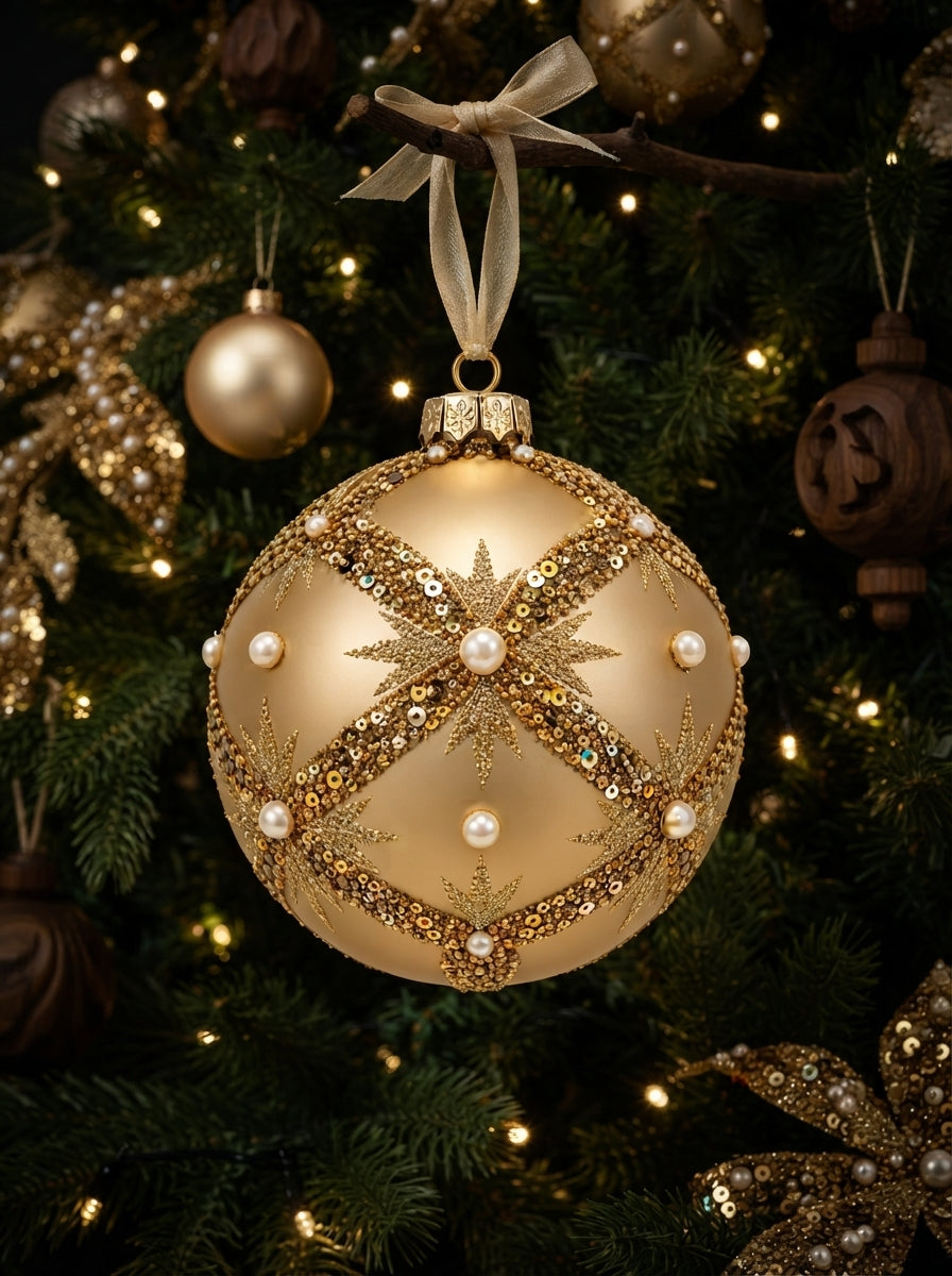 Golden Pearl Royale Yılbaşı Ağaç Süsü - 12 CM