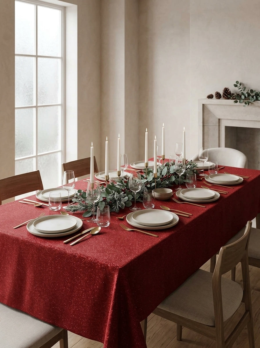 Red Glitter Tablecloth