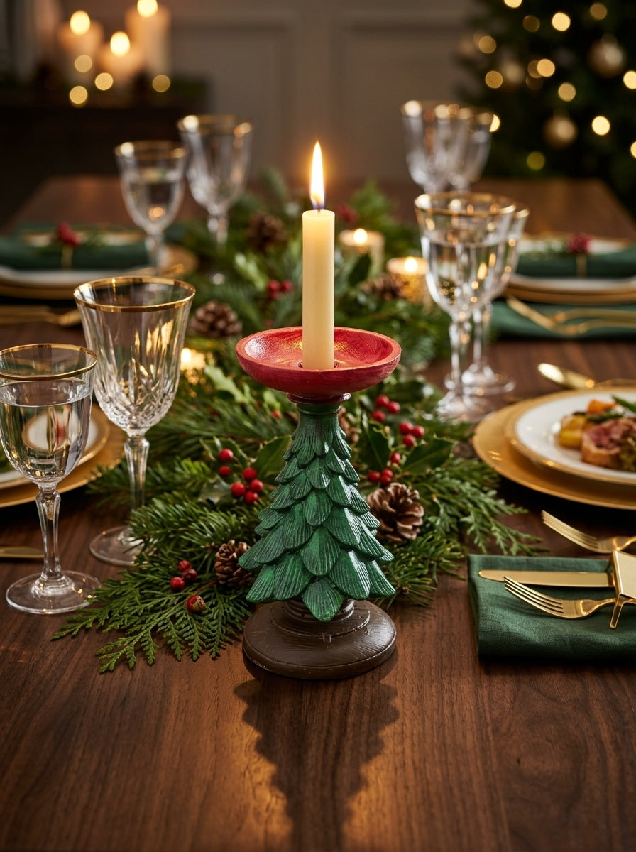 Ceramic Christmas Tree Shaped Candle Holder