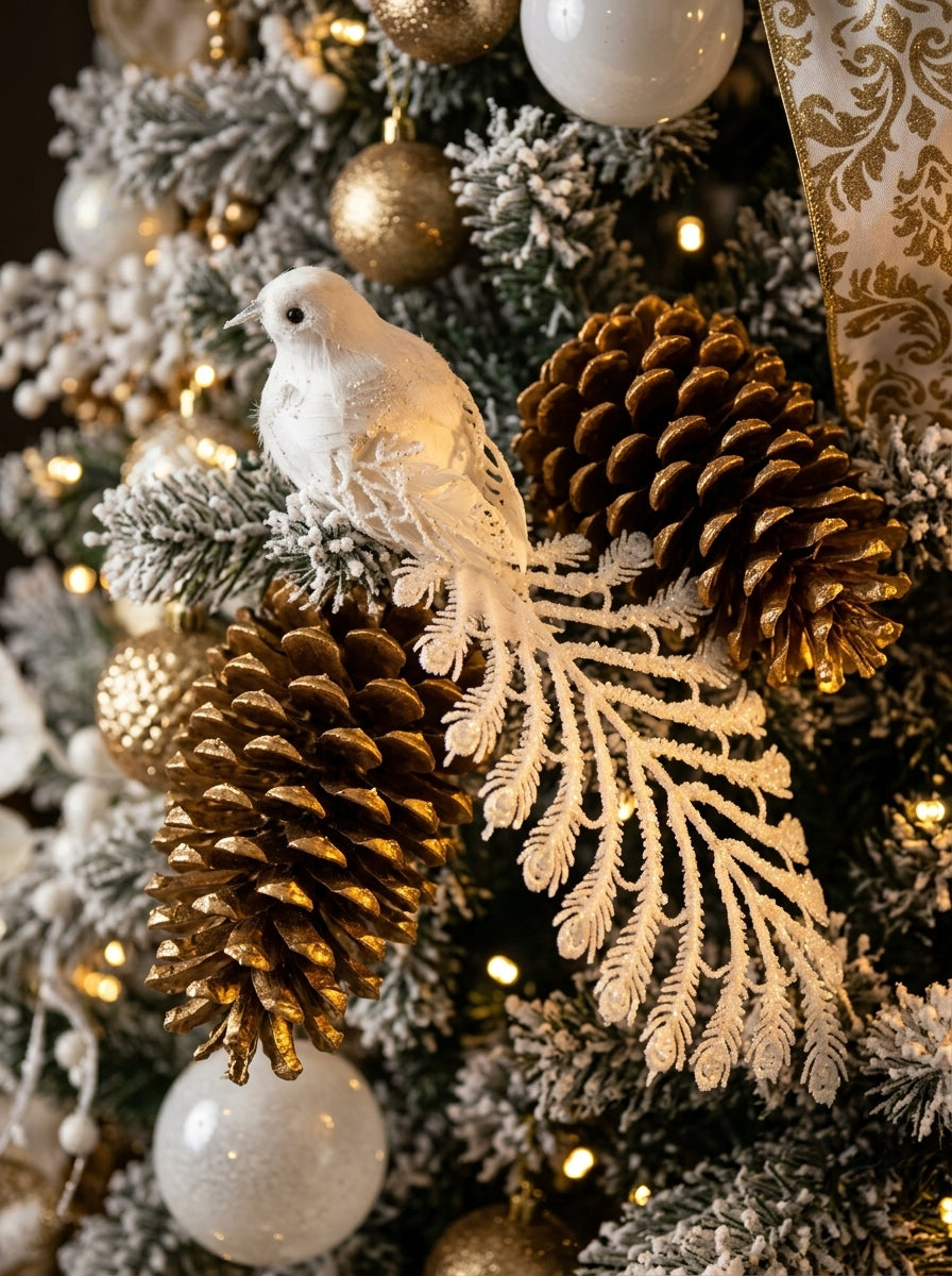 White Swan Glitter Uzun Kuyruklu Klipsli Yılbaşı Kuşu