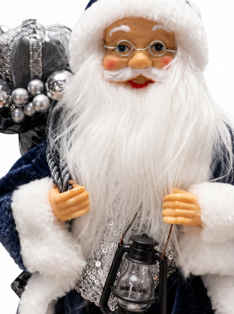 Midnight Silver Santa Dekoratif Noel Baba - 30 cm