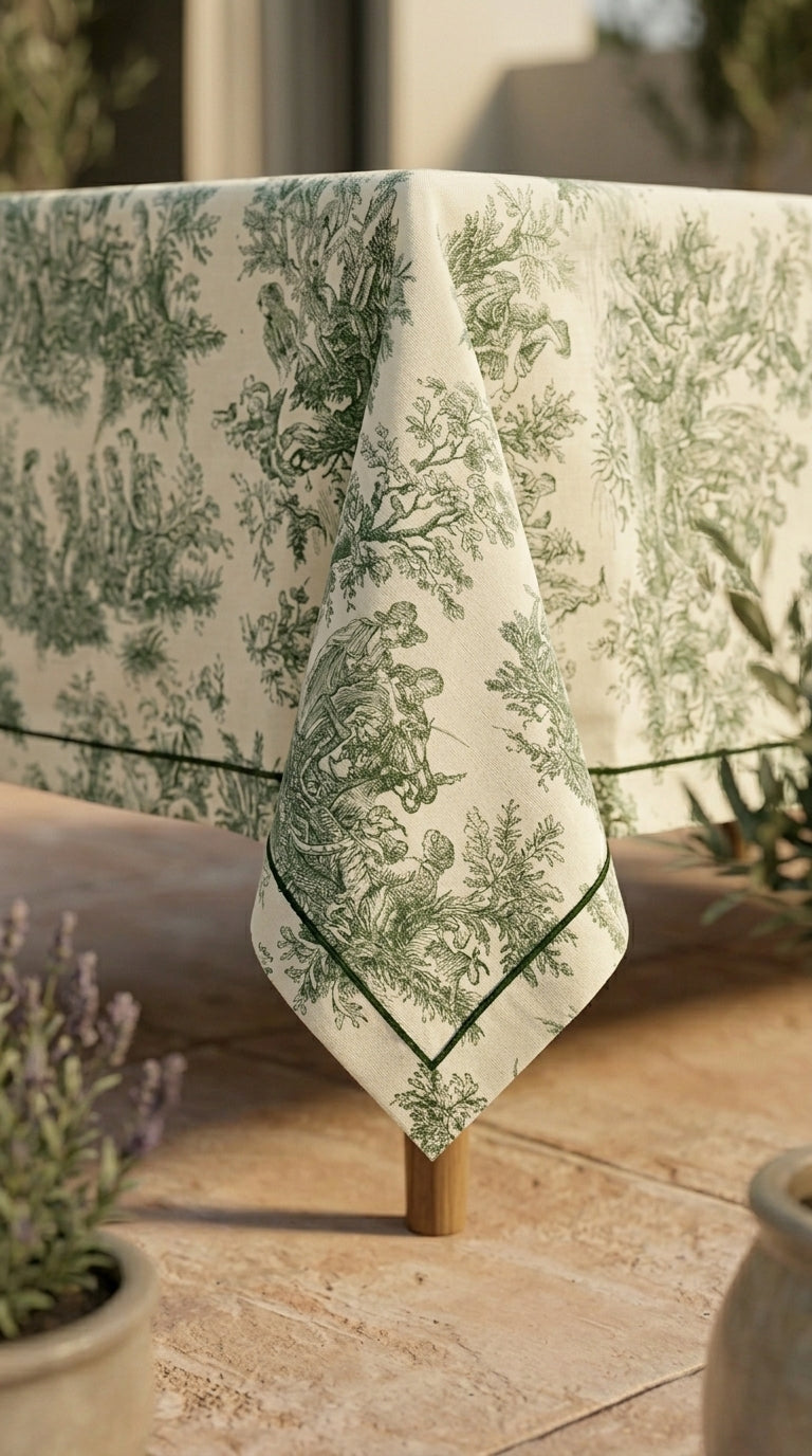 Toilea Verde Embroidered Masa Örtüsü